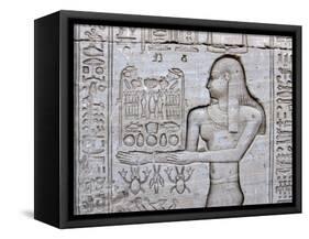 Queen Cleopatra and Stone Carved Hieroglyphics, Egypt-Michele Molinari-Framed Stretched Canvas
