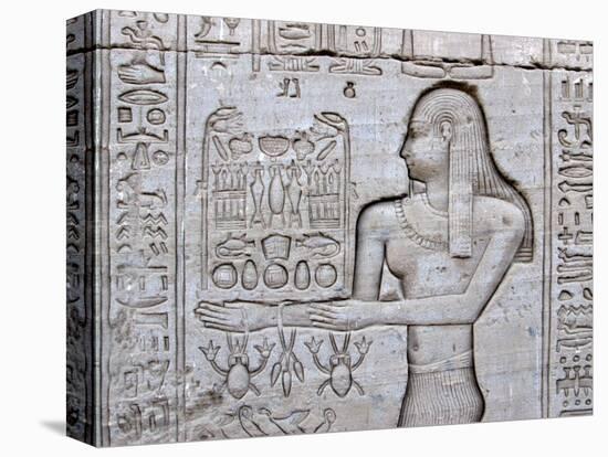Queen Cleopatra and Stone Carved Hieroglyphics, Egypt-Michele Molinari-Stretched Canvas