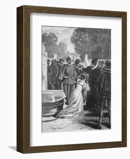 Queen Elisabeth and the Earl of Leicester, 19th Century-Tony Robert-fleury-Framed Giclee Print