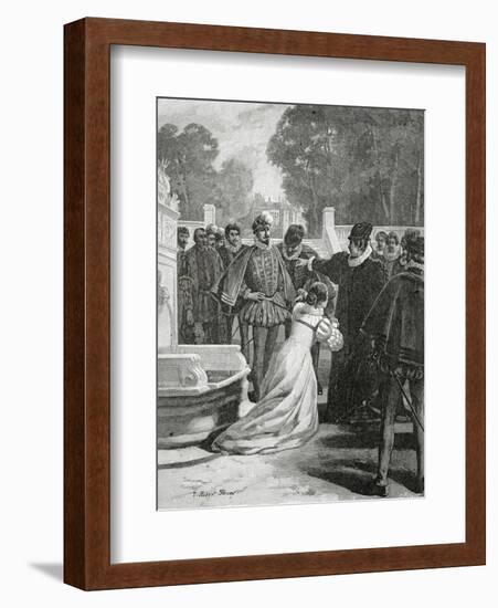 Queen Elisabeth and the Earl of Leicester, 19th Century-Tony Robert-fleury-Framed Giclee Print