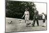 Queen Elizabeith and Family on Lawn-null-Mounted Art Print