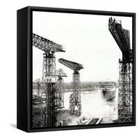 Queen Elizabeth 2 Launch on the Clyde at John Brown's, 1967-null-Framed Stretched Canvas