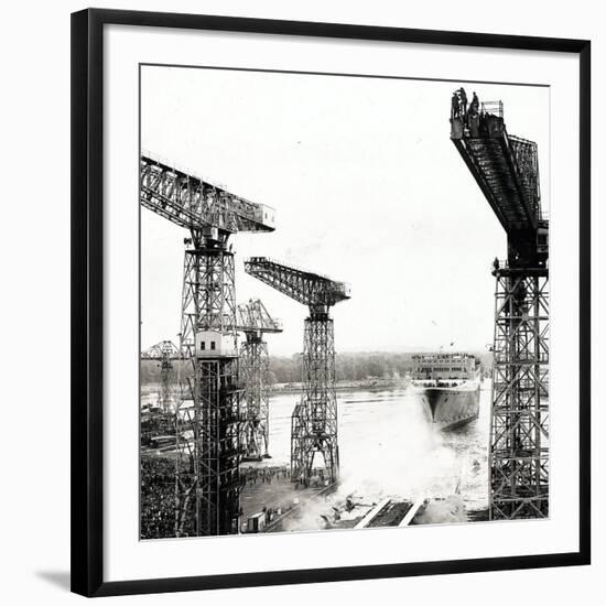 Queen Elizabeth 2 Launch on the Clyde at John Brown's, 1967-null-Framed Photographic Print