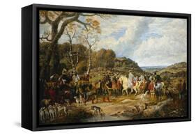 Queen Elizabeth and Her Entourage Riding to the Hunt-Dean Wolstenholme-Framed Stretched Canvas