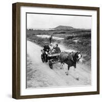 Queen Elizabeth and Prince Charles Touring the Scilly Isles 1967 in a Horse Drawn Cart-null-Framed Photographic Print