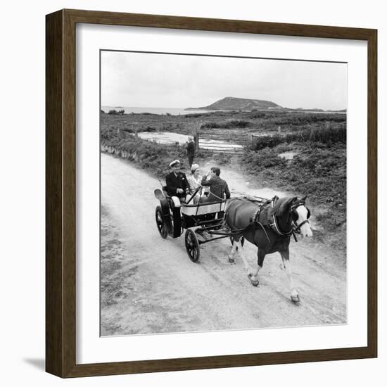 Queen Elizabeth and Prince Charles Touring the Scilly Isles 1967 in a Horse Drawn Cart-null-Framed Photographic Print