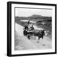 Queen Elizabeth and Prince Charles Touring the Scilly Isles 1967 in a Horse Drawn Cart-null-Framed Photographic Print