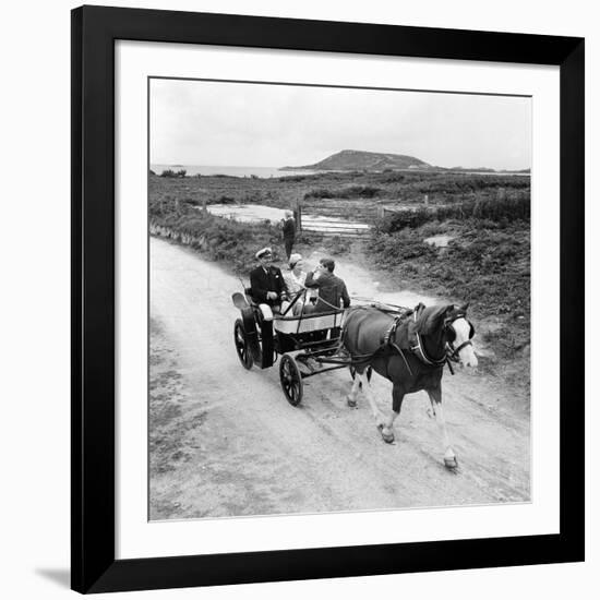 Queen Elizabeth and Prince Charles Touring the Scilly Isles 1967 in a Horse Drawn Cart-null-Framed Photographic Print