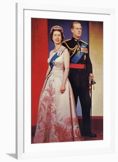 Queen Elizabeth and Prince Phillip-null-Framed Art Print