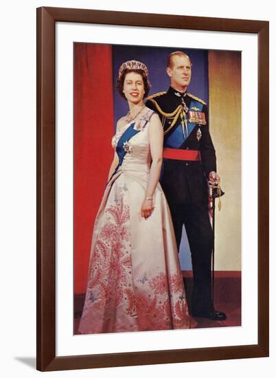 Queen Elizabeth and Prince Phillip-null-Framed Art Print