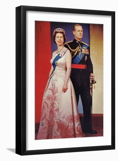 Queen Elizabeth and Prince Phillip-null-Framed Art Print