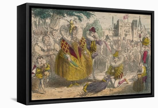 Queen Elizabeth and Sir Walter Raleigh, 1850-John Leech-Framed Stretched Canvas