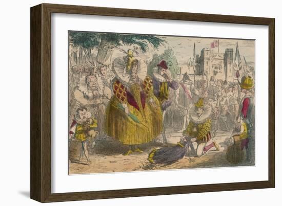 Queen Elizabeth and Sir Walter Raleigh, 1850-John Leech-Framed Giclee Print