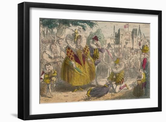 Queen Elizabeth and Sir Walter Raleigh, 1850-John Leech-Framed Giclee Print