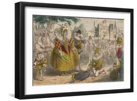 Queen Elizabeth and Sir Walter Raleigh, 1850-John Leech-Framed Giclee Print