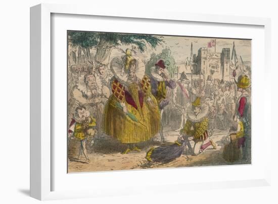 Queen Elizabeth and Sir Walter Raleigh, 1850-John Leech-Framed Giclee Print