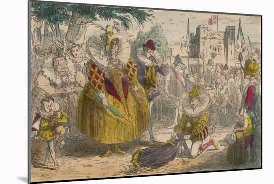 Queen Elizabeth and Sir Walter Raleigh, 1850-John Leech-Mounted Giclee Print