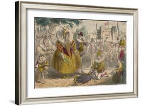 Queen Elizabeth and Sir Walter Raleigh, 1850-John Leech-Framed Giclee Print