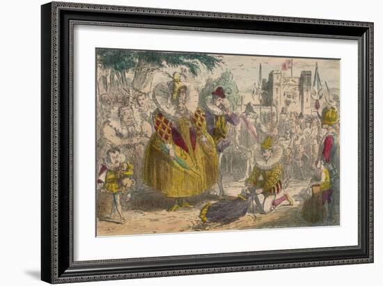 Queen Elizabeth and Sir Walter Raleigh, 1850-John Leech-Framed Giclee Print