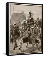 Queen Elizabeth at Tilbury, Illustration from 'Cassell's Illustrated History of England'-English School-Framed Stretched Canvas