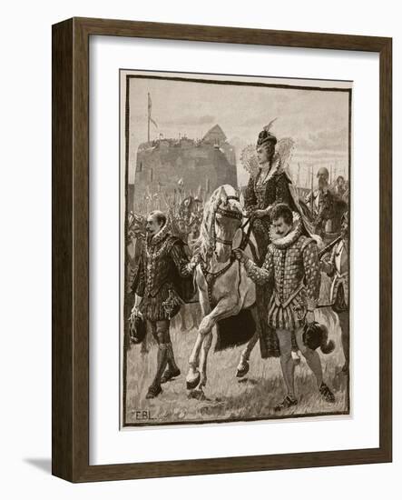 Queen Elizabeth at Tilbury, Illustration from 'Cassell's Illustrated History of England'-English School-Framed Giclee Print