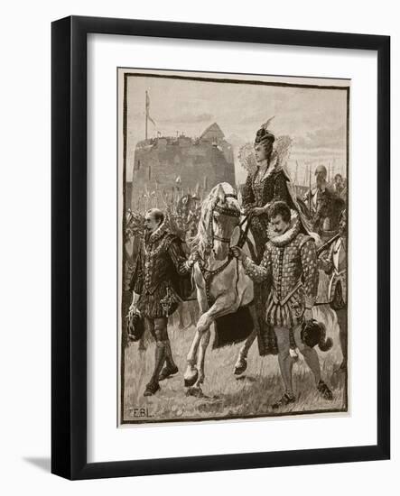 Queen Elizabeth at Tilbury, Illustration from 'Cassell's Illustrated History of England'-English School-Framed Giclee Print