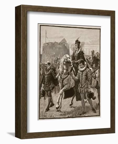 Queen Elizabeth at Tilbury, Illustration from 'Cassell's Illustrated History of England'-English School-Framed Giclee Print