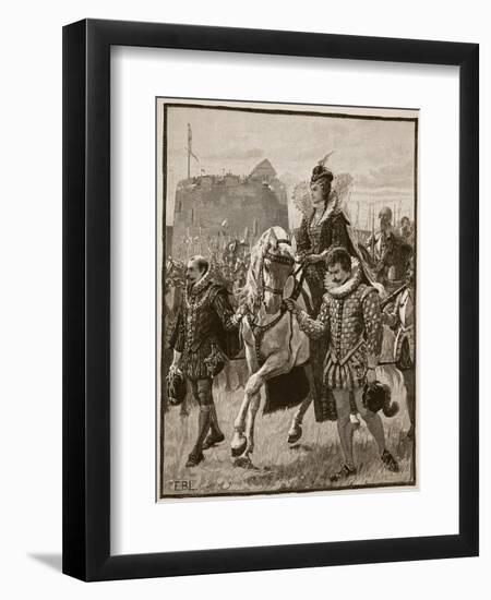 Queen Elizabeth at Tilbury, Illustration from 'Cassell's Illustrated History of England'-English School-Framed Giclee Print