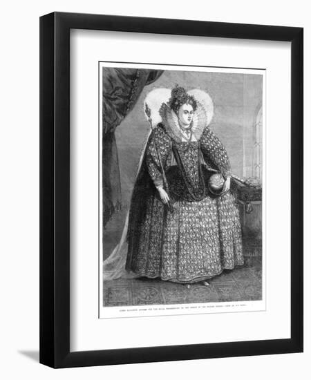 Queen Elizabeth Attired for the Royal Thanksgiving on the Defeat of the Spanish Armada-null-Framed Premium Giclee Print