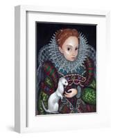 Queen Elizabeth I and an Ermine - a Tudor Portrait-Jasmine Becket-Griffith-Framed Art Print