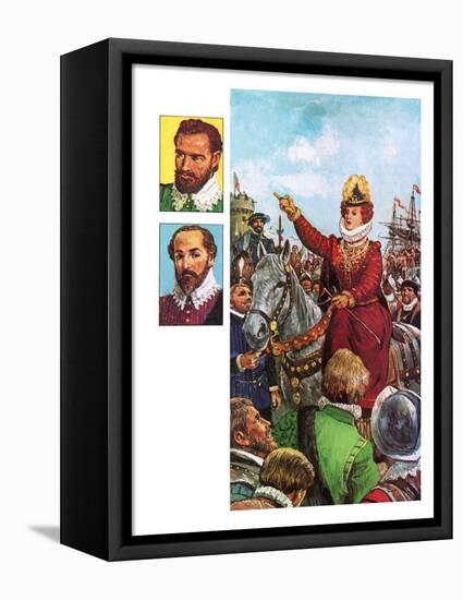 Queen Elizabeth I's Armada Speech-Clive Uptton-Framed Stretched Canvas