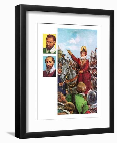 Queen Elizabeth I's Armada Speech-Clive Uptton-Framed Premium Giclee Print