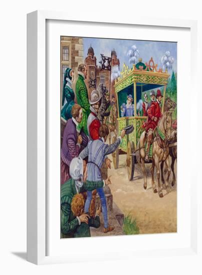 Queen Elizabeth I Visiting a Country House (Gouache on Paper)-Peter Jackson-Framed Giclee Print