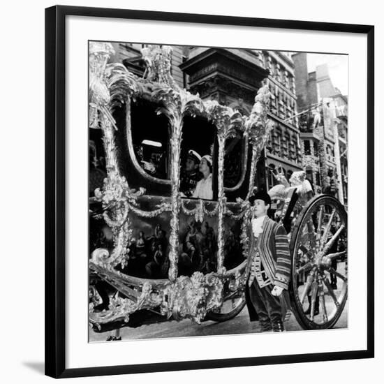 Queen Elizabeth I1 and Prince Philip June 1977 on Their Way to St Pauls For Thanks Giving Service-null-Framed Photographic Print