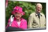 Queen Elizabeth II and Prince Philip wave to the crowd at her 90th birthday celebrations-Associated Newspapers-Mounted Photo