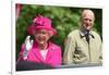 Queen Elizabeth II and Prince Philip wave to the crowd at her 90th birthday celebrations-Associated Newspapers-Framed Photo