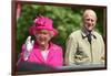 Queen Elizabeth II and Prince Philip wave to the crowd at her 90th birthday celebrations-Associated Newspapers-Framed Photo