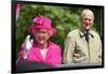 Queen Elizabeth II and Prince Philip wave to the crowd at her 90th birthday celebrations-Associated Newspapers-Framed Photo