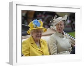 Queen Elizabeth II and Princess Anne at Ascot-Associated Newspapers-Framed Photo