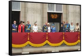 Queen Elizabeth II and the Royal family on the balcony of Buckingham Palace-Associated Newspapers-Framed Stretched Canvas