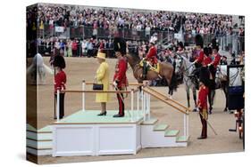 Queen Elizabeth II at her Annual Birthday Parade Trooping the Colour-null-Stretched Canvas