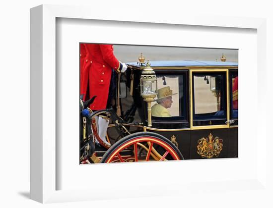 Queen Elizabeth II at her Annual Birthday Parade Trooping the Colour-null-Framed Art Print