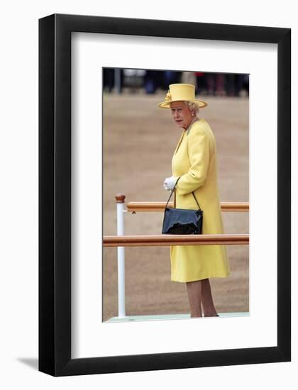 Queen Elizabeth II at her Annual Birthday Parade Trooping the Colour-null-Framed Art Print