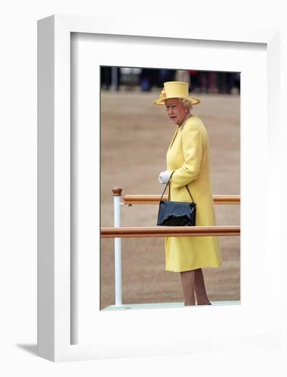 Queen Elizabeth II at her Annual Birthday Parade Trooping the Colour-null-Framed Art Print