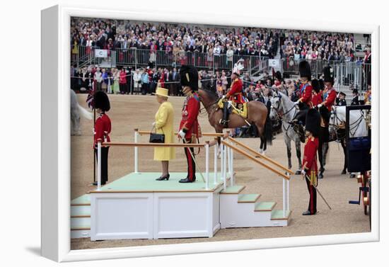 Queen Elizabeth II at her Annual Birthday Parade Trooping the Colour-null-Framed Art Print