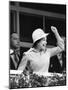 Queen Elizabeth II cheering on her horse at the Derby-Associated Newspapers-Mounted Photo