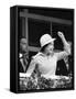 Queen Elizabeth II cheering on her horse at the Derby-Associated Newspapers-Framed Stretched Canvas