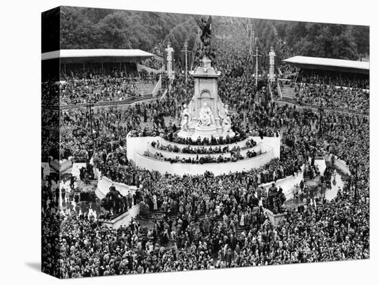 Queen Elizabeth II Coronation, crowds at Buckingham Palace-Associated Newspapers-Stretched Canvas