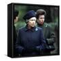 Queen Elizabeth II Greets Local Residents and Lays a Wreath of Flowers along the Road-null-Framed Stretched Canvas