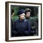 Queen Elizabeth II Greets Local Residents and Lays a Wreath of Flowers along the Road-null-Framed Photographic Print